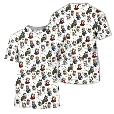 Funny Husky Golfer Pattern Shirt, Husky Dog Golf Polo Shirt For Women, Dog Lover Golf Gift