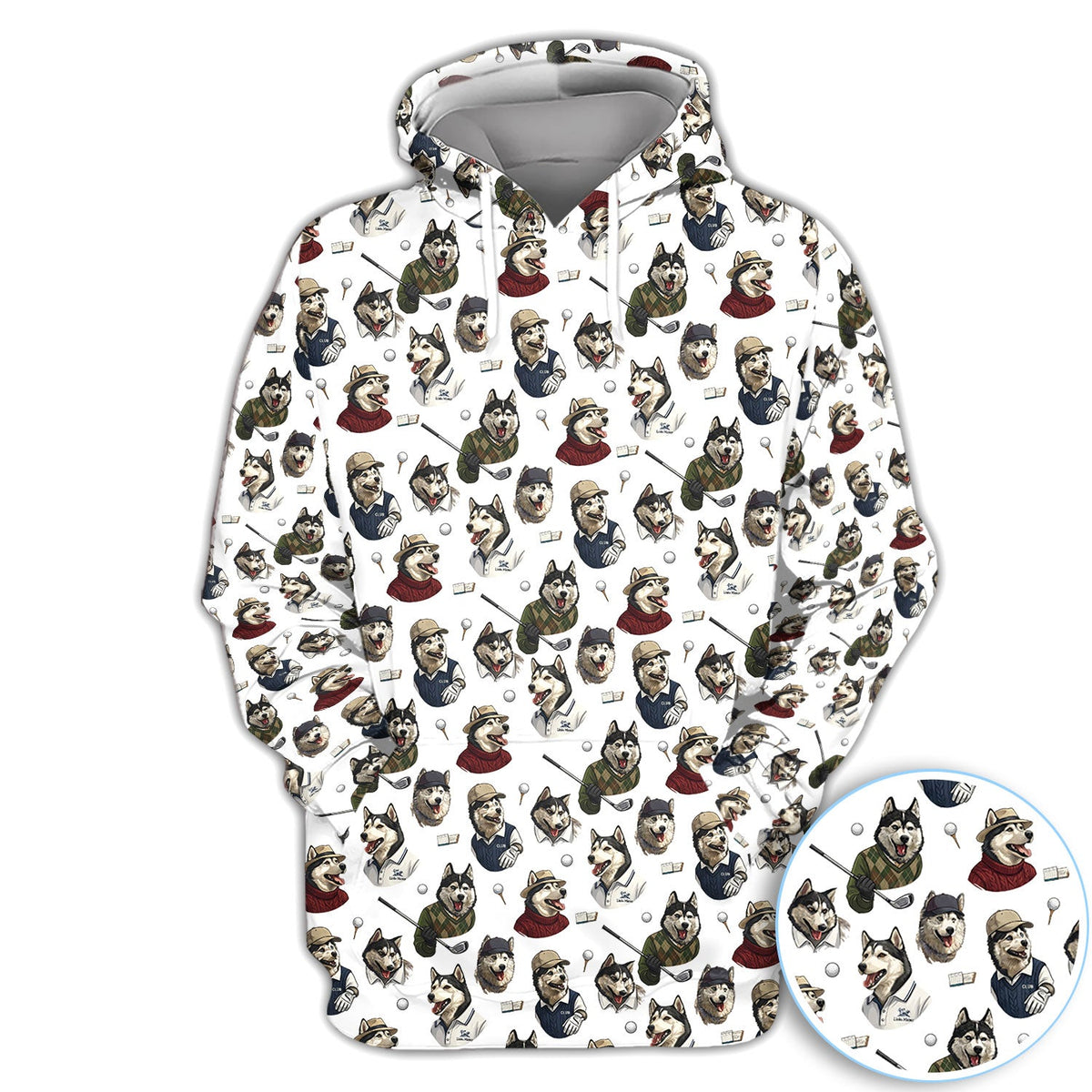 Funny Husky Golfer Pattern Shirt, Husky Dog Golf Polo Shirt For Women, Dog Lover Golf Gift