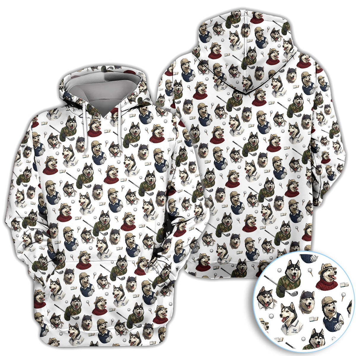 Funny Husky Golfer Pattern Shirt, Husky Dog Golf Polo Shirt For Women, Dog Lover Golf Gift