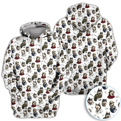 Funny Husky Golfer Pattern Shirt, Husky Dog Golf Polo Shirt For Women, Dog Lover Golf Gift