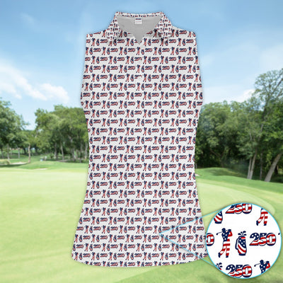 USA 250th Anniversary Golf Polo Shirt For Women, Patriotic Golfer Red White Blue 250 Pattern Polo, Golfer Gift
