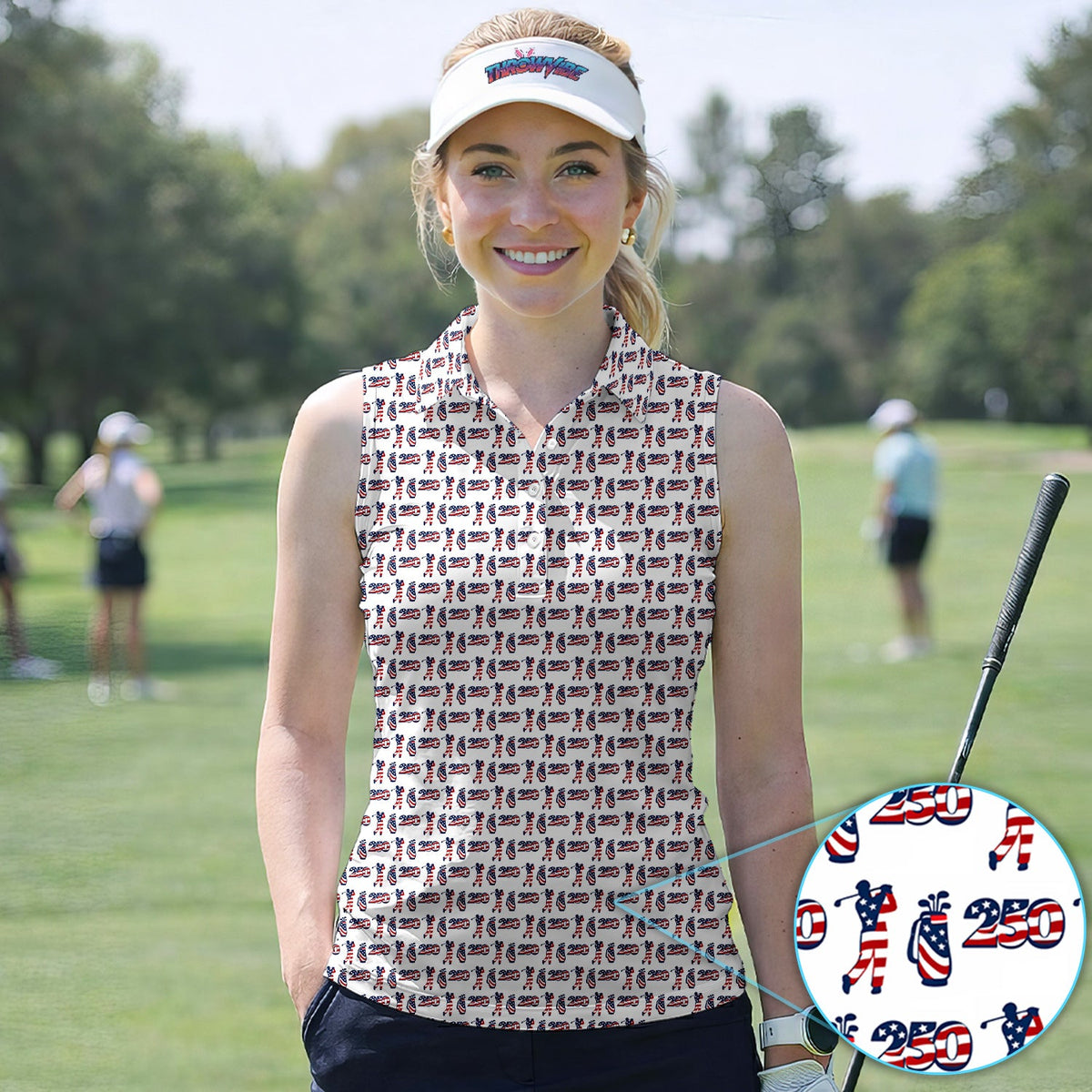 USA 250th Anniversary Golf Polo Shirt For Women, Patriotic Golfer Red White Blue 250 Pattern Polo, Golfer Gift