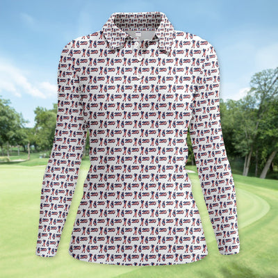 USA 250th Anniversary Golf Polo Shirt For Women, Patriotic Golfer Red White Blue 250 Pattern Polo, Golfer Gift