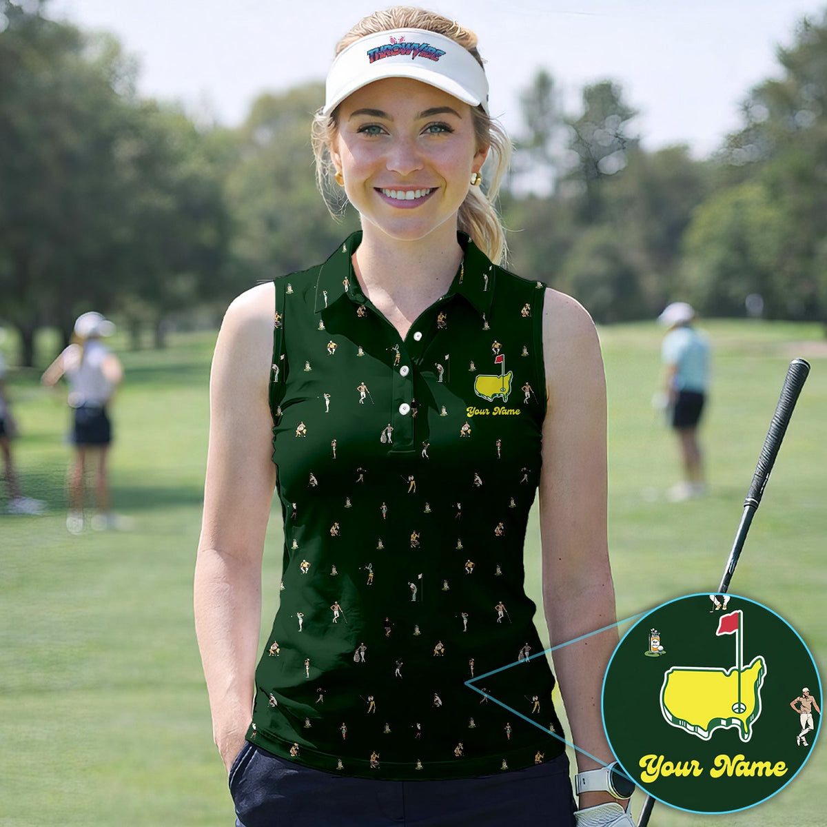 Personalized Mini Golfer Pattern Golf Shirt, Custom Golfer Golf Shirt For Women, Golfer Gift