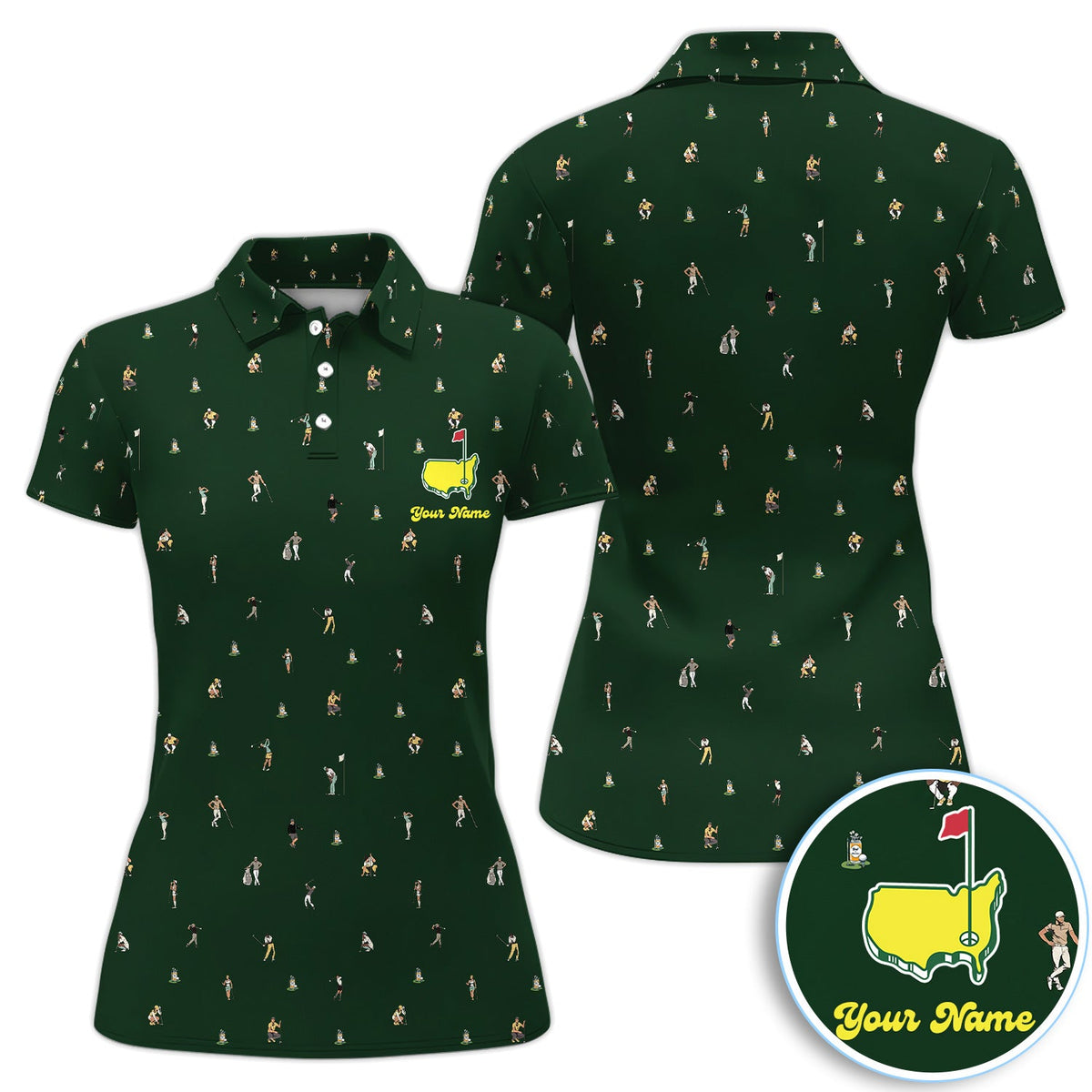 Personalized Mini Golfer Pattern Golf Shirt, Custom Golfer Golf Shirt For Women, Golfer Gift