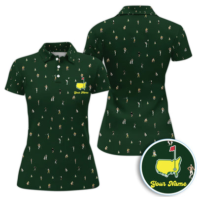 Personalized Mini Golfer Pattern Golf Shirt, Custom Golfer Golf Shirt For Women, Golfer Gift