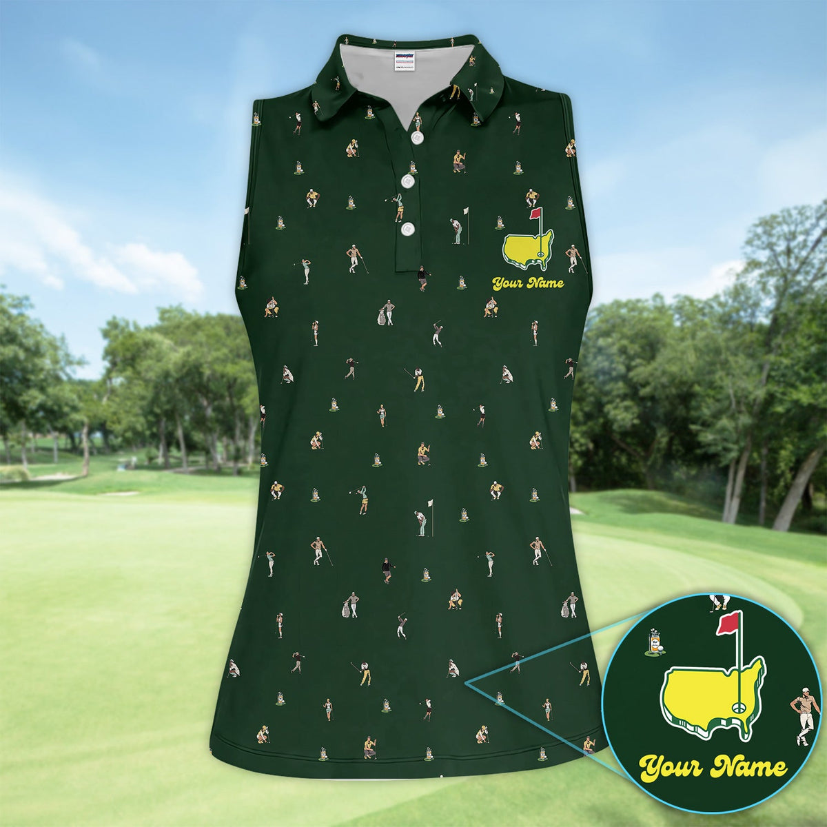 Personalized Mini Golfer Pattern Golf Shirt, Custom Golfer Golf Shirt For Women, Golfer Gift