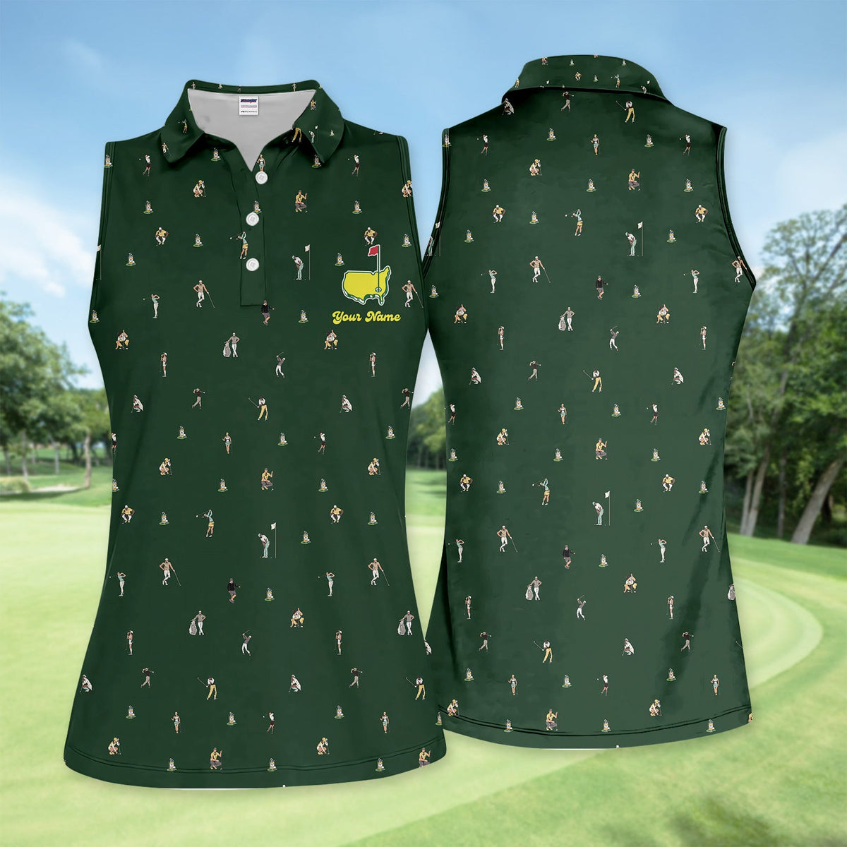 Personalized Mini Golfer Pattern Golf Shirt, Custom Golfer Golf Shirt For Women, Golfer Gift