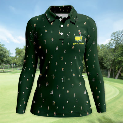 Personalized Mini Golfer Pattern Golf Shirt, Custom Golfer Golf Shirt For Women, Golfer Gift