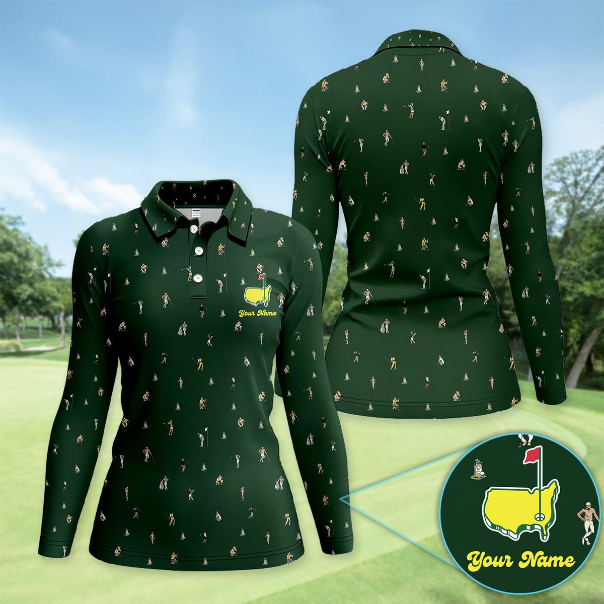 Personalized Mini Golfer Pattern Golf Shirt, Custom Golfer Golf Shirt For Women, Golfer Gift