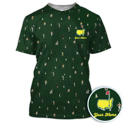 Personalized Mini Golfer Pattern Golf Shirt, Custom Golfer Golf Shirt For Women, Golfer Gift