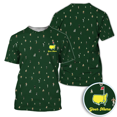 Personalized Mini Golfer Pattern Golf Shirt, Custom Golfer Golf Shirt For Women, Golfer Gift