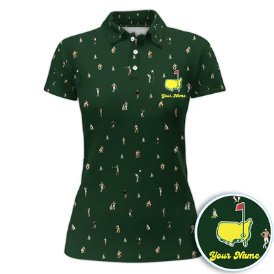 Personalized Mini Golfer Pattern Golf Shirt, Custom Golfer Golf Shirt For Women, Golfer Gift