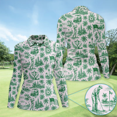 Vintage America 250 Toile Golf Pattern Shirt, America 250 Golf Shirt For Women, Patriotic Golf Gift