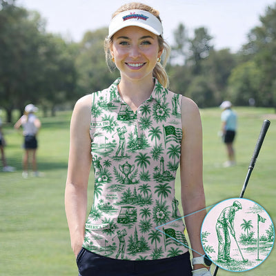 Vintage America 250 Toile Golf Pattern Shirt, America 250 Golf Shirt For Women, Patriotic Golf Gift