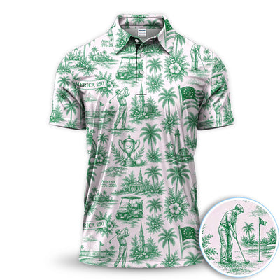 Vintage America 250 Toile Golf Pattern Shirt, America 250 Golf Shirt For Women, Patriotic Golf Gift
