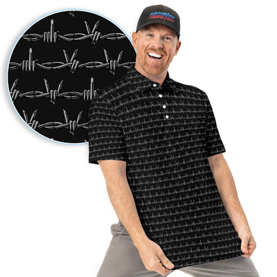 Dark Barbed Wire Golf Pattern Shirt, Gothic Western Golf Shirt For Men, Golf Lover Gift
