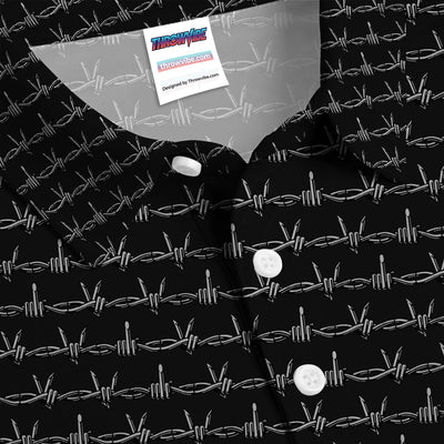 Dark Barbed Wire Golf Pattern Shirt, Gothic Western Golf Shirt For Men, Golf Lover Gift