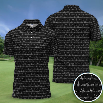 Dark Barbed Wire Golf Pattern Shirt, Gothic Western Golf Shirt For Men, Golf Lover Gift