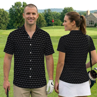 Dark Barbed Wire Golf Pattern Shirt, Gothic Western Golf Shirt For Men, Golf Lover Gift
