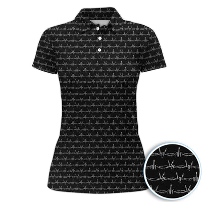 Dark Barbed Wire Golf Pattern Shirt, Gothic Western Golf Shirt For Men, Golf Lover Gift