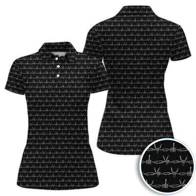 Dark Barbed Wire Golf Pattern Shirt, Gothic Western Golf Shirt For Men, Golf Lover Gift