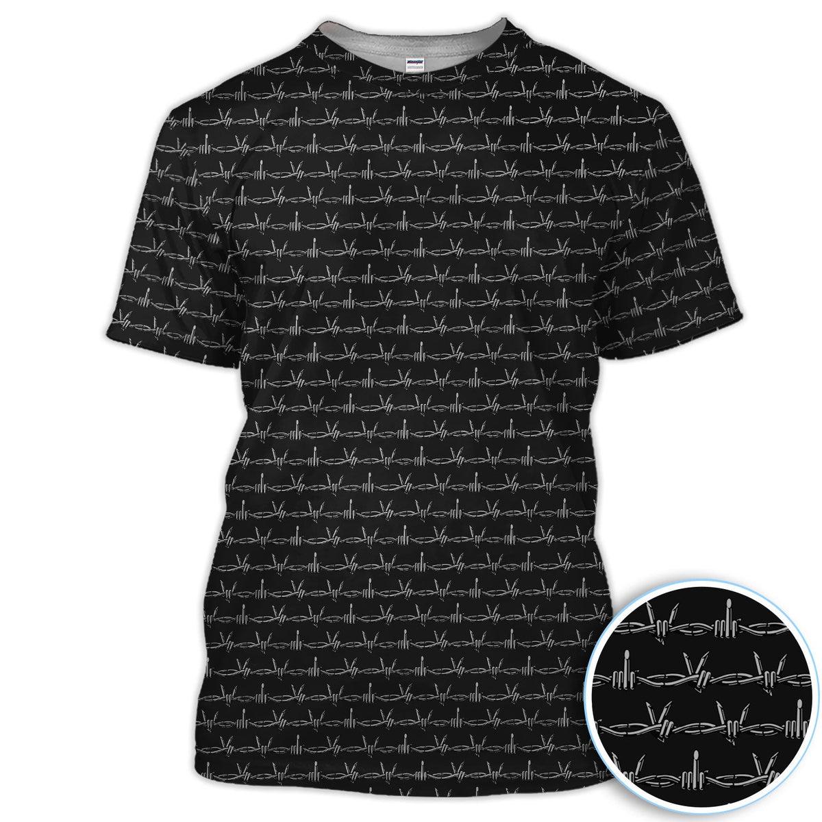 Dark Barbed Wire Golf Pattern Shirt, Gothic Western Golf Shirt For Men, Golf Lover Gift