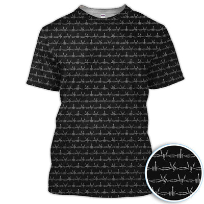 Dark Barbed Wire Golf Pattern Shirt, Gothic Western Golf Shirt For Men, Golf Lover Gift