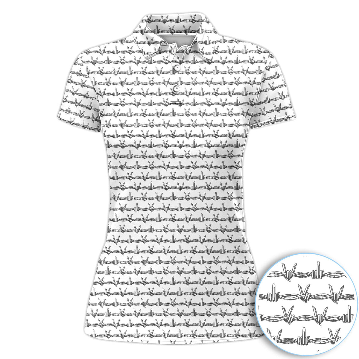 Dark Barbed Wire Golf Pattern Shirt, Gothic Western Golf Shirt For Men, Golf Lover Gift