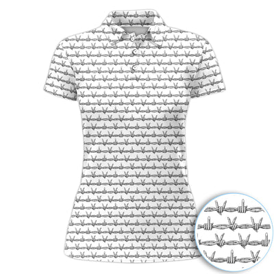 Dark Barbed Wire Golf Pattern Shirt, Gothic Western Golf Shirt For Men, Golf Lover Gift