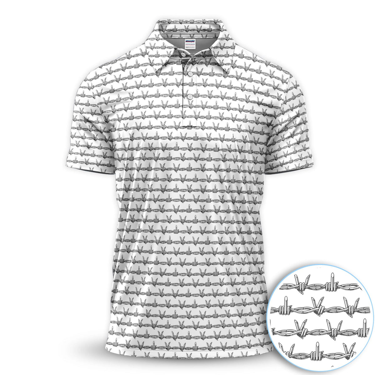 Dark Barbed Wire Golf Pattern Shirt, Gothic Western Golf Shirt For Men, Golf Lover Gift