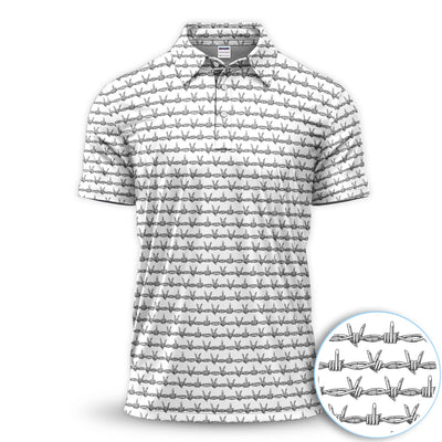 Dark Barbed Wire Golf Pattern Shirt, Gothic Western Golf Shirt For Men, Golf Lover Gift