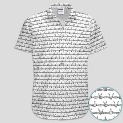 Dark Barbed Wire Golf Pattern Shirt, Gothic Western Golf Shirt For Men, Golf Lover Gift