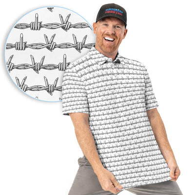 Dark Barbed Wire Golf Pattern Shirt, Gothic Western Golf Shirt For Men, Golf Lover Gift