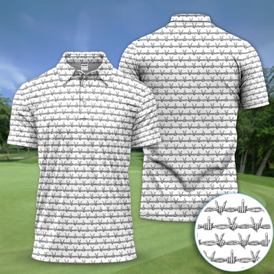 Dark Barbed Wire Golf Pattern Shirt, Gothic Western Golf Shirt For Men, Golf Lover Gift