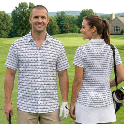 Dark Barbed Wire Golf Pattern Shirt, Gothic Western Golf Shirt For Men, Golf Lover Gift