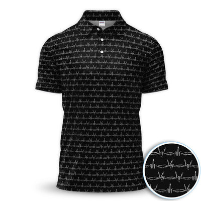 Dark Barbed Wire Golf Pattern Shirt, Gothic Western Golf Shirt For Men, Golf Lover Gift