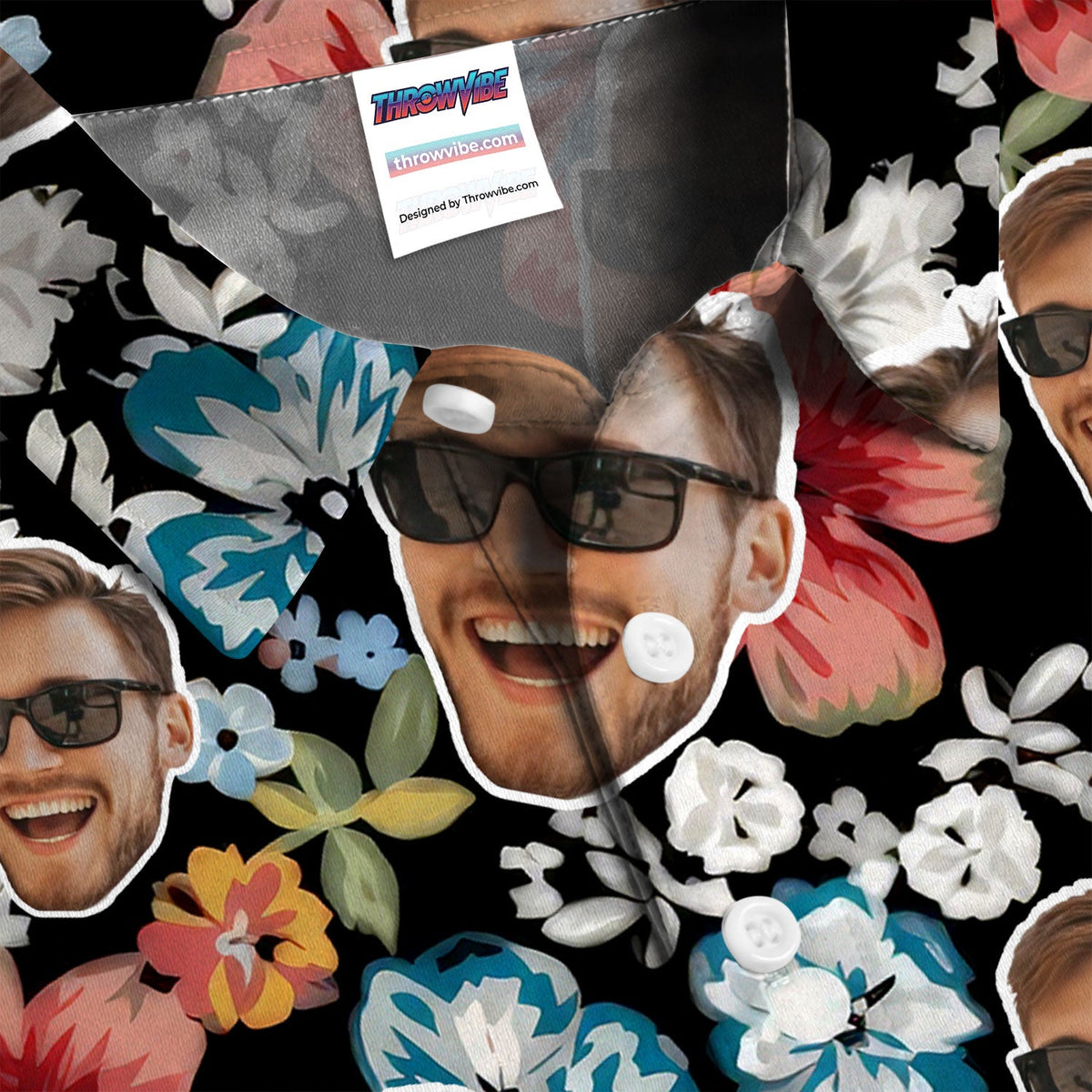 Custom Face Floral Golf Pattern Shirt, Photo Tropical Golf Polos For Men, Gift For Husband