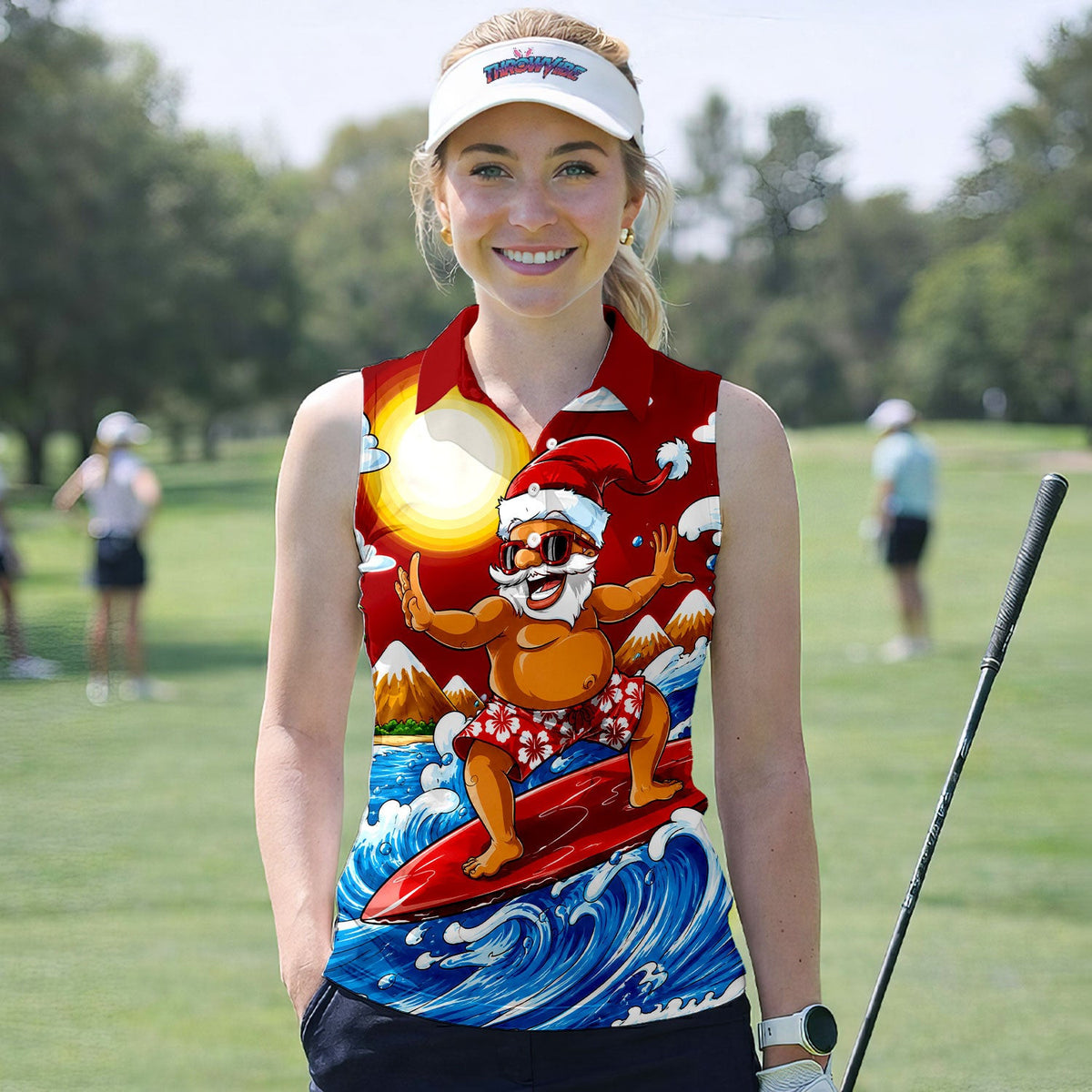 Funny Santa Surfing Pattern Shirt, Surfing Santa Hawaiian Shirt For Women, Christmas Beach Gift