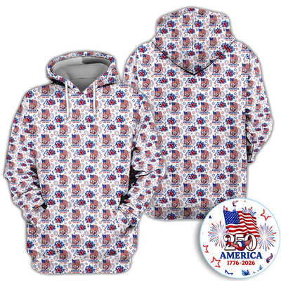 America 250 Golf Pattern Shirt, USA Flag Fireworks Golf Shirt For Men, July 4th Gift