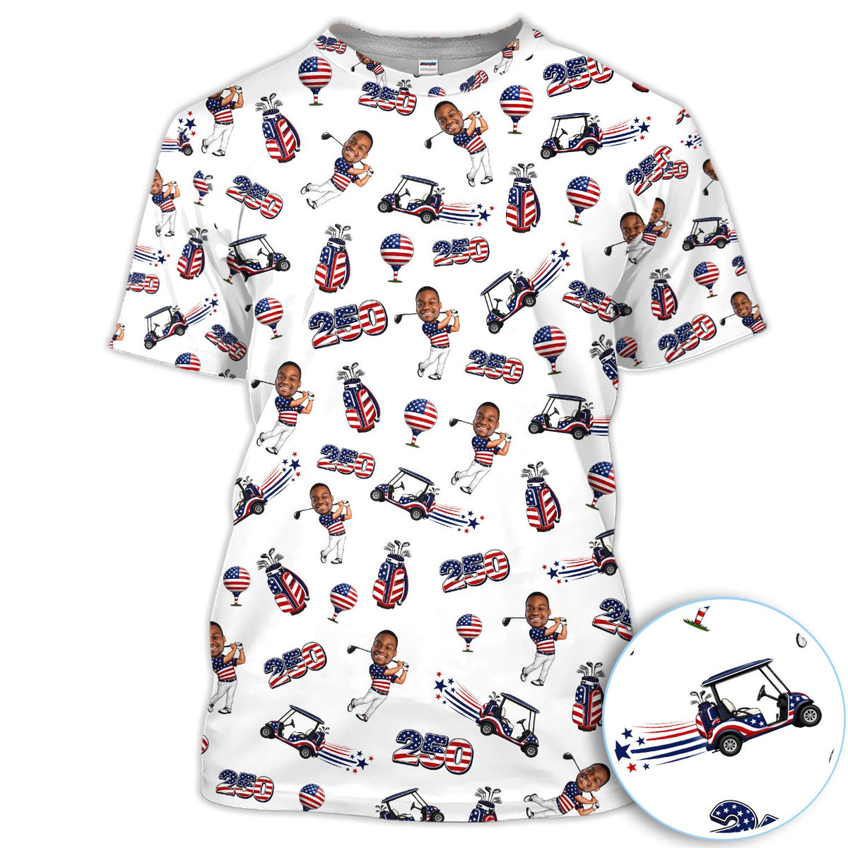 Patriotic USA Golf Pattern Shirt, American Flag Golfer Golf Shirt For Women, 250th Anniversary Gift