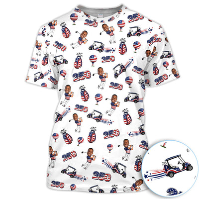 Patriotic USA Golf Pattern Shirt, American Flag Golfer Golf Shirt For Women, 250th Anniversary Gift