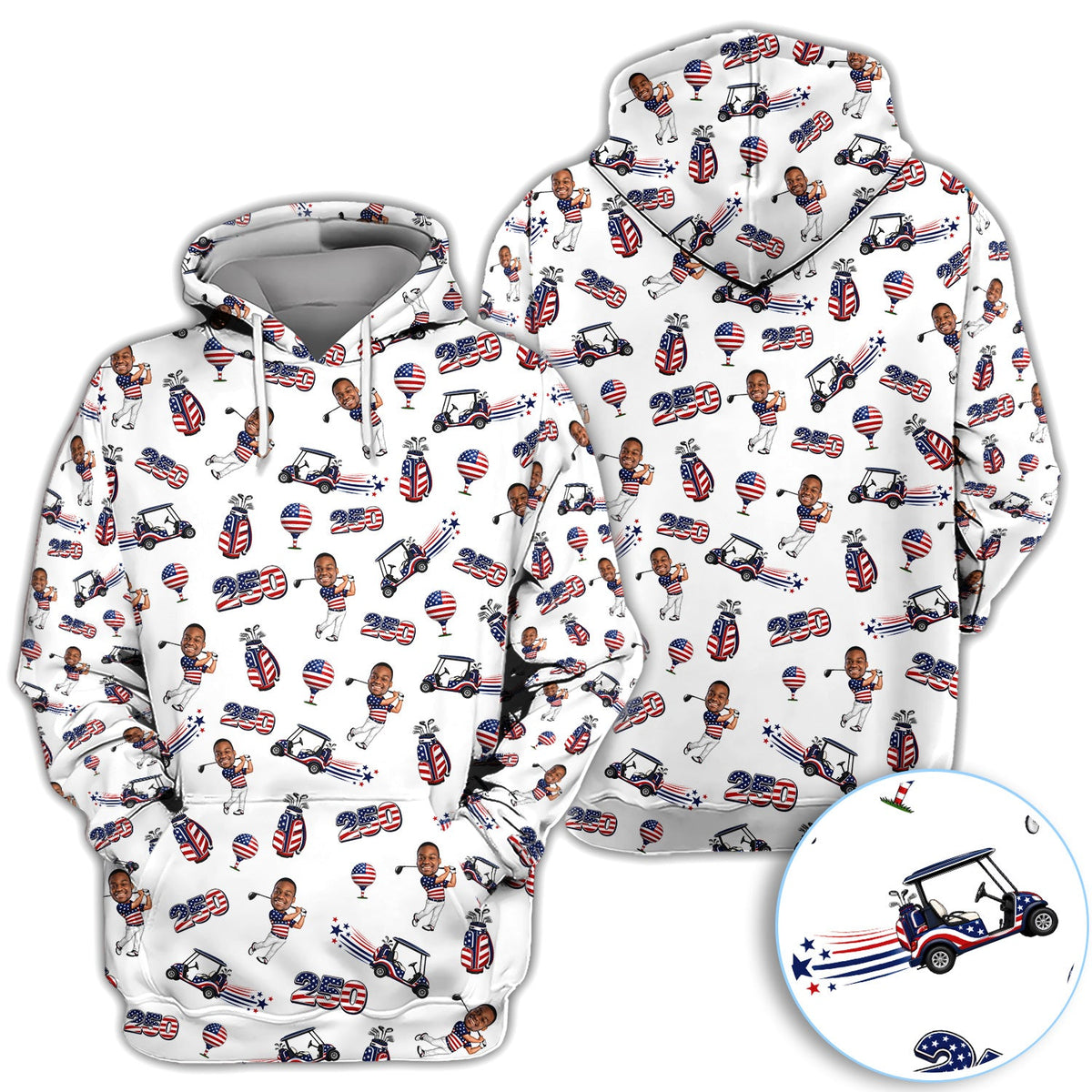 Patriotic USA Golf Pattern Shirt, American Flag Golfer Golf Shirt For Women, 250th Anniversary Gift