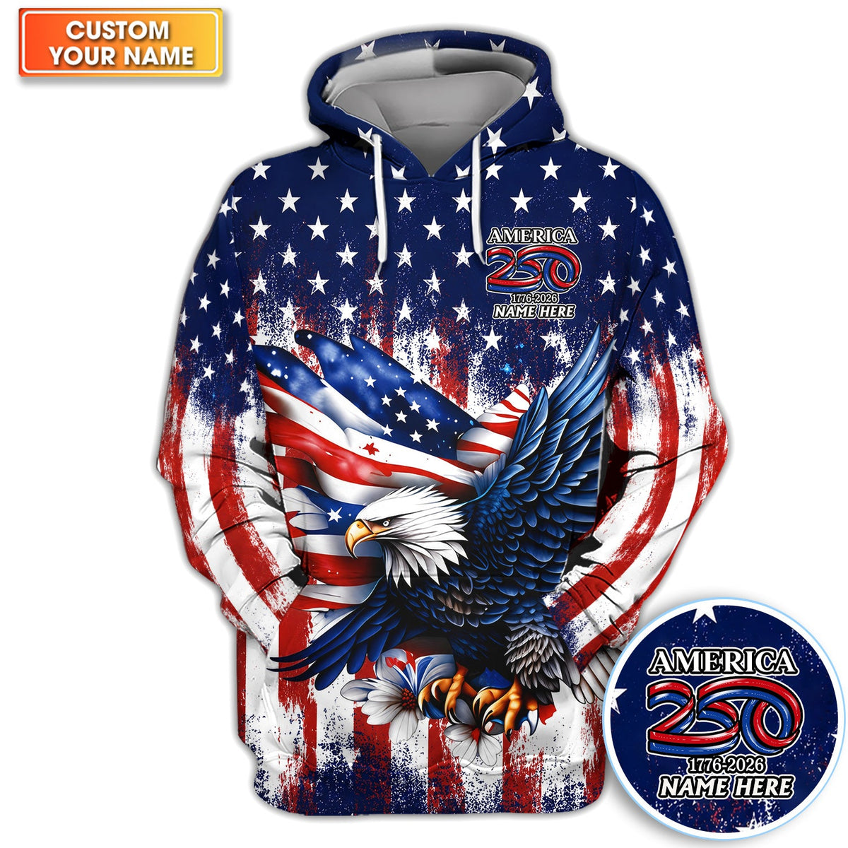 Personalized Patriotic Eagle Golf Pattern Shirt, America 250 Eagle Golf Shirt For Women, 4th Of July Gift