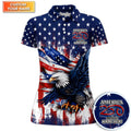 Personalized Patriotic Eagle Golf Pattern Shirt, America 250 Eagle Golf Shirt For Women, 4th Of July Gift