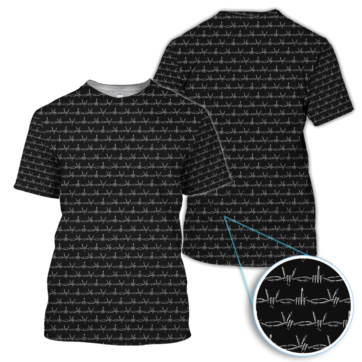 Dark Barbed Wire Golf Pattern Shirt, Gothic Western Golf Shirt For Women, Golf Lover Gift