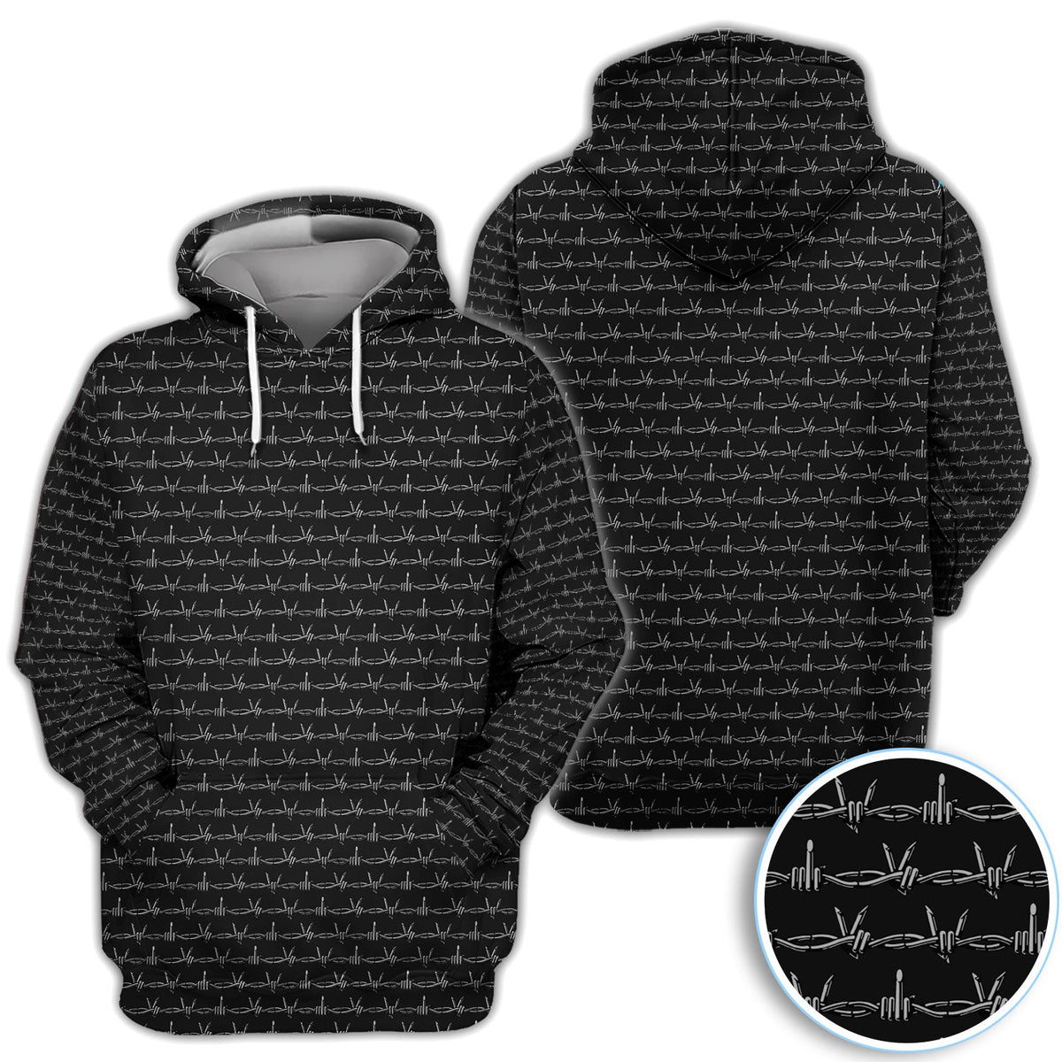 Dark Barbed Wire Golf Pattern Shirt, Gothic Western Golf Shirt For Women, Golf Lover Gift