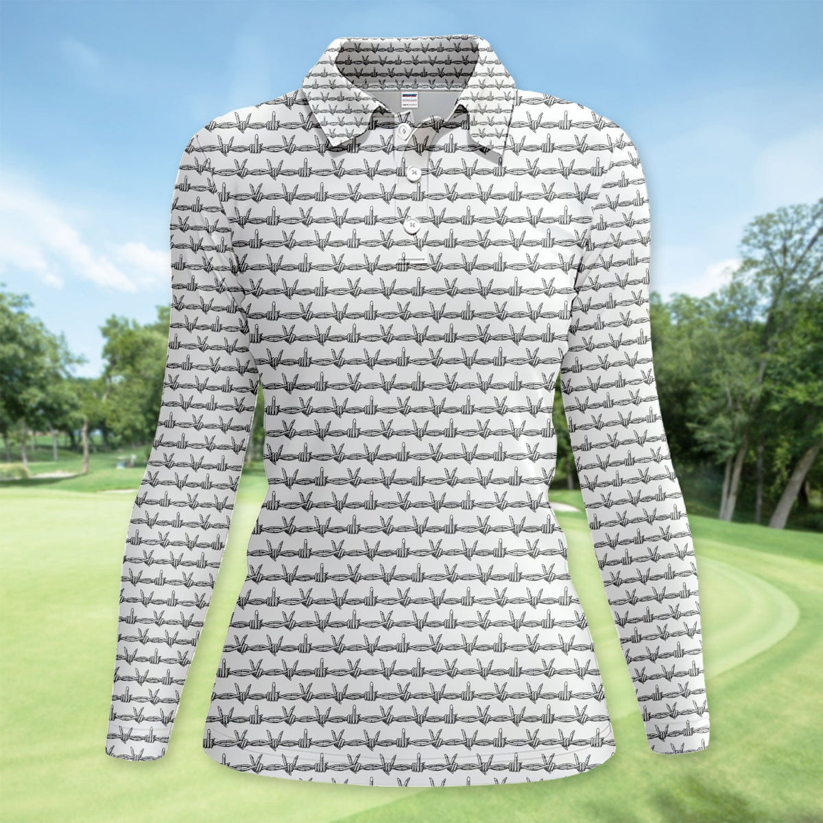 Dark Barbed Wire Golf Pattern Shirt, Gothic Western Golf Shirt For Women, Golf Lover Gift