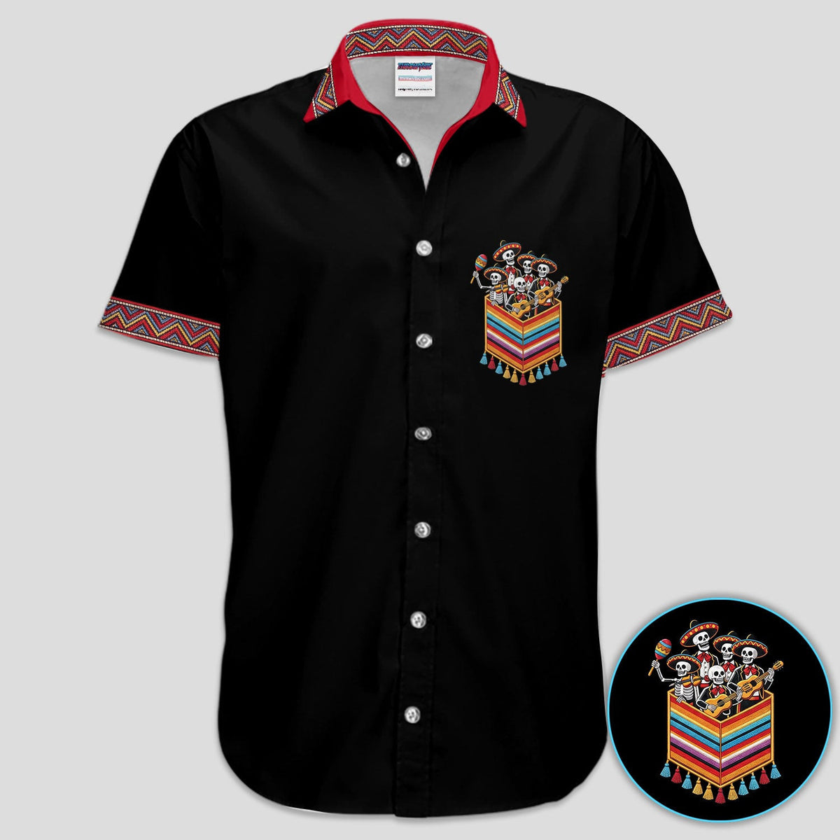 Funny Mariachi Skeleton Golf Pattern Shirt, Cinco De Mayo Golf Shirt For Men, Fiesta Gift