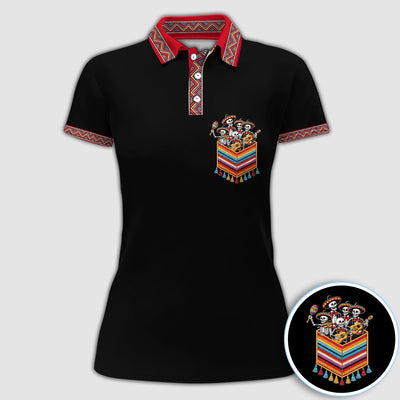 Funny Mariachi Skeleton Golf Pattern Shirt, Cinco De Mayo Golf Shirt For Men, Fiesta Gift